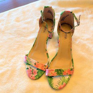 Flowered New Green & Pink Heels